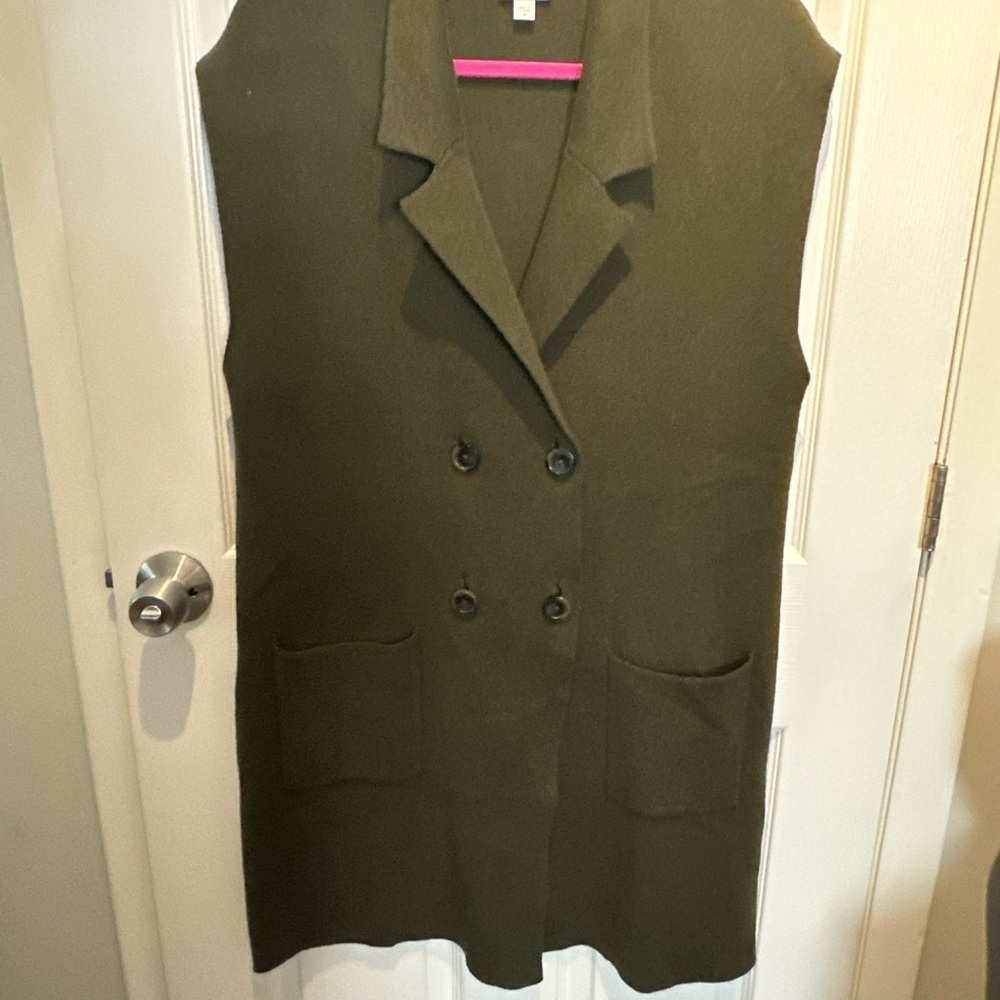 NWOT J.Jill Majestic Double Breasted Gilet Sweater Forest Green Size Medium - Picture 7 of 9